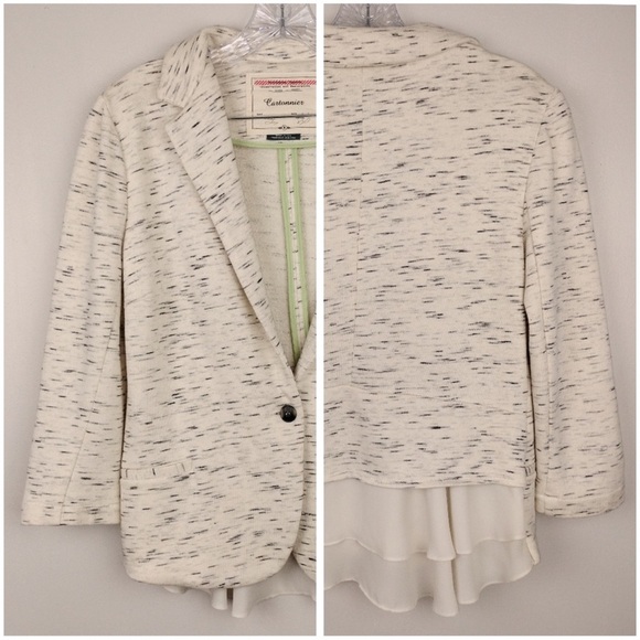 Anthropologie Cream Blazer Textured Knit Jacket - Picture 2 of 7